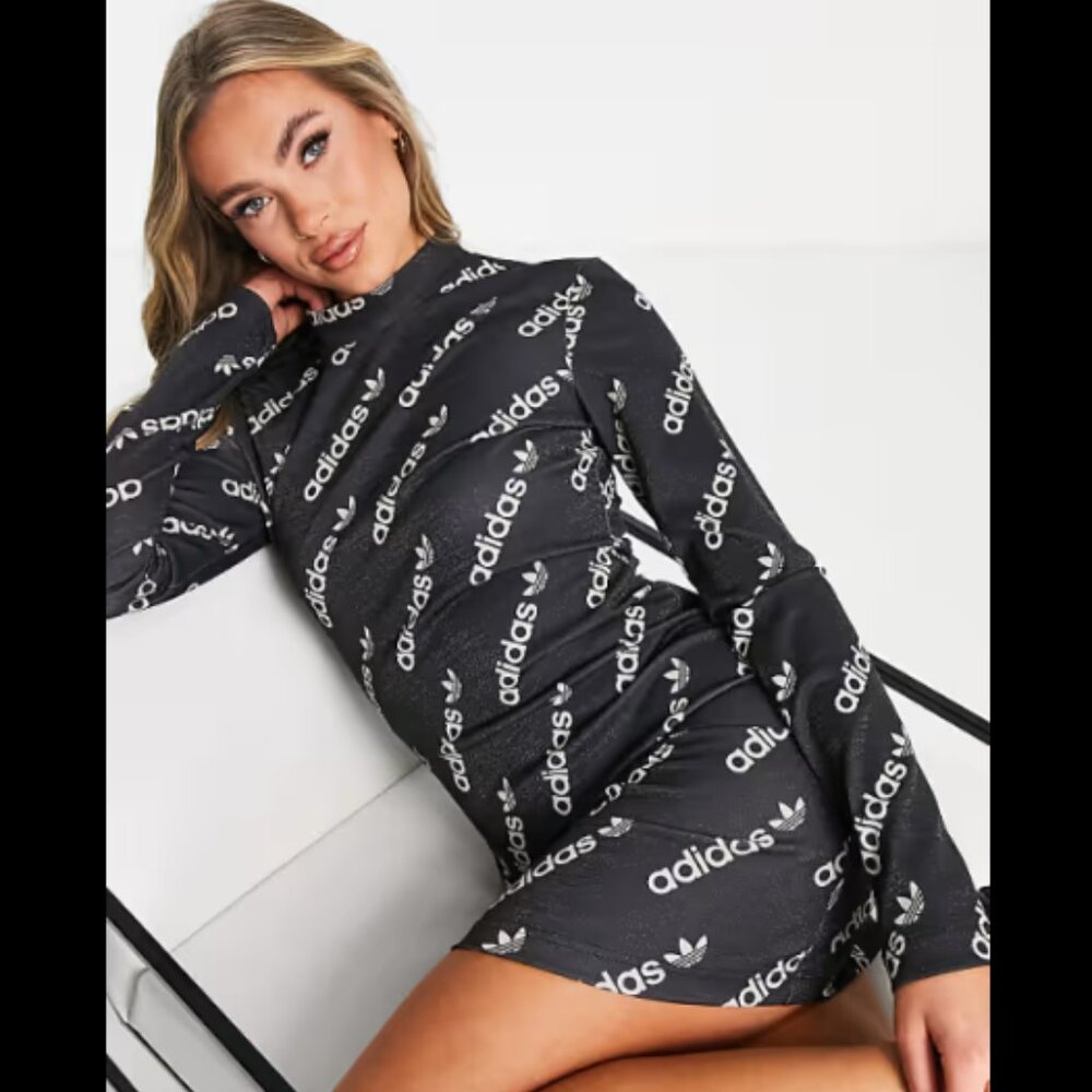 Brand New adidas Originals Logomania repeat logo mini dress